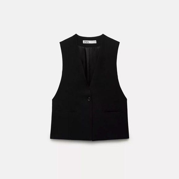 Zara Jackets & Blazers - Zara Black Single-Button V neck Vest